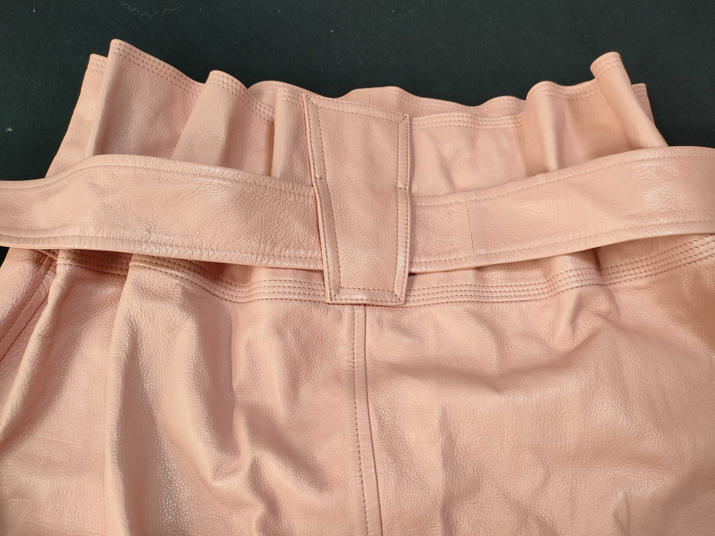 Salvatore Ferragamo Leather Skirt, Pink, Size 40, Belted