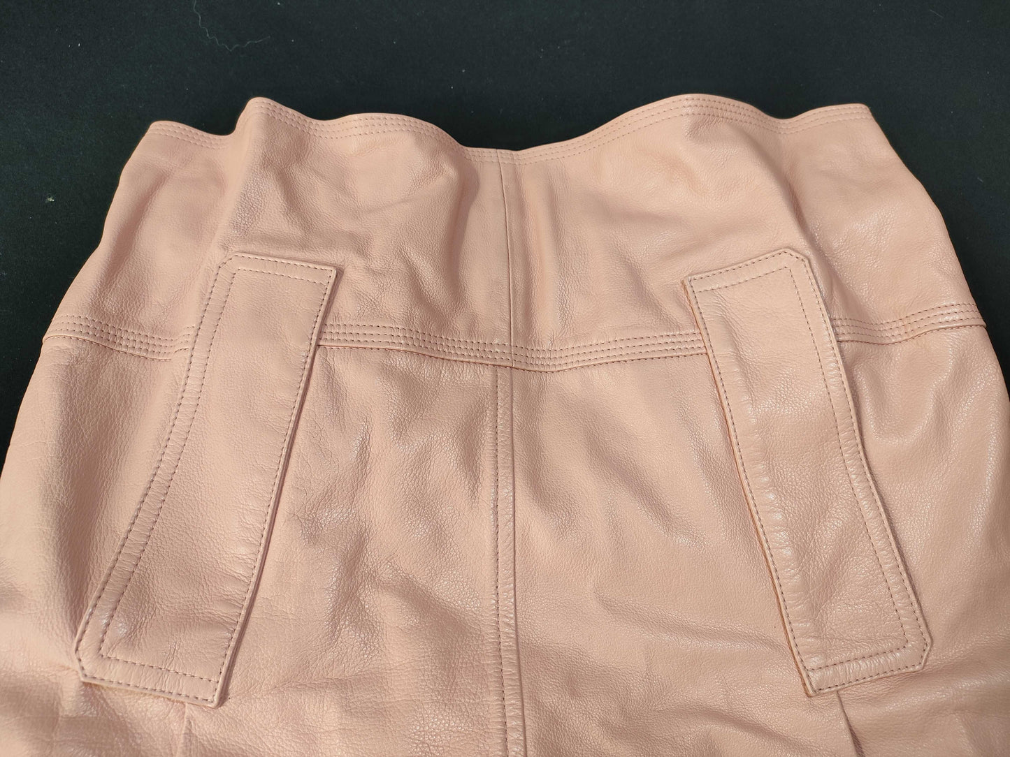Salvatore Ferragamo Leather Skirt, Pink, Size 40, Belted