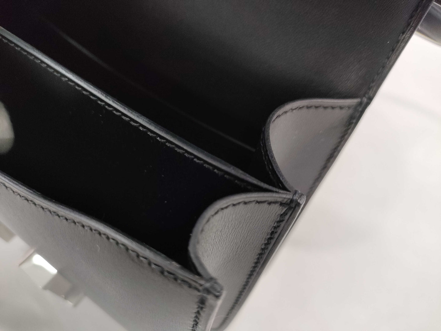 HERMES Constance 3 Miroir Mini Shoulder Bag, Black, Silver Hardware, Box Calf Leather, B Stamp, Perfect Condition