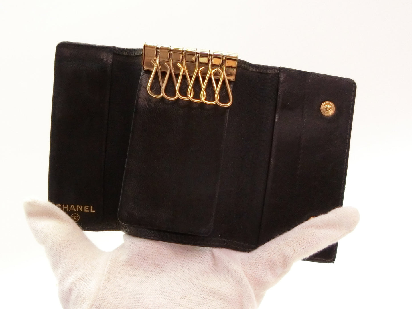 CHANEL Caviar Skin Coco Mark Key Case/Key Holder