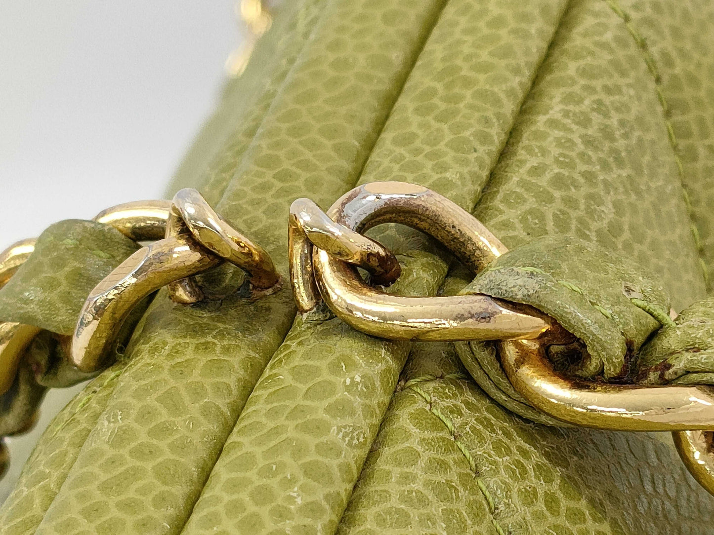 CHANEL Caviar Flap Handbag Green