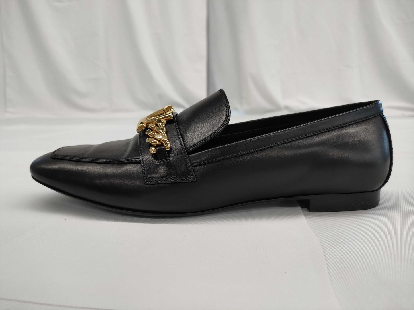 LOUIS VUITTON LOUIS VUITTON Flat Loafers Leather Size 38 1A4XE6 Black Loafers