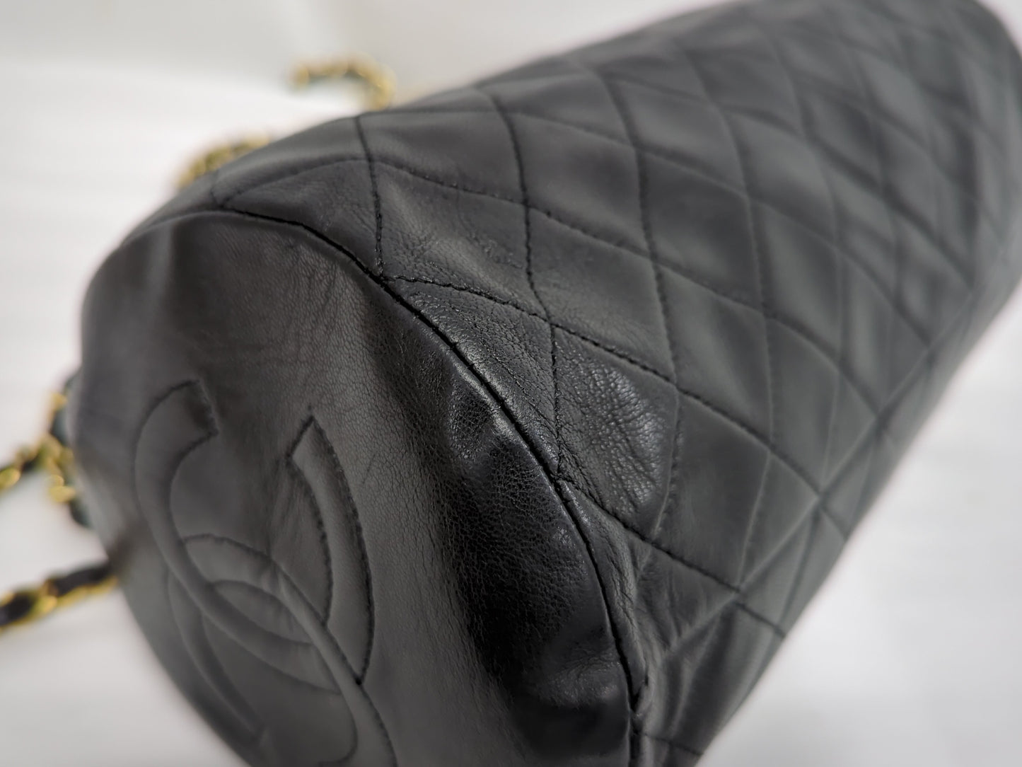 CHANEL Cylindrical Chain Boston Bag, Black, No. 1, Shoulder Bag