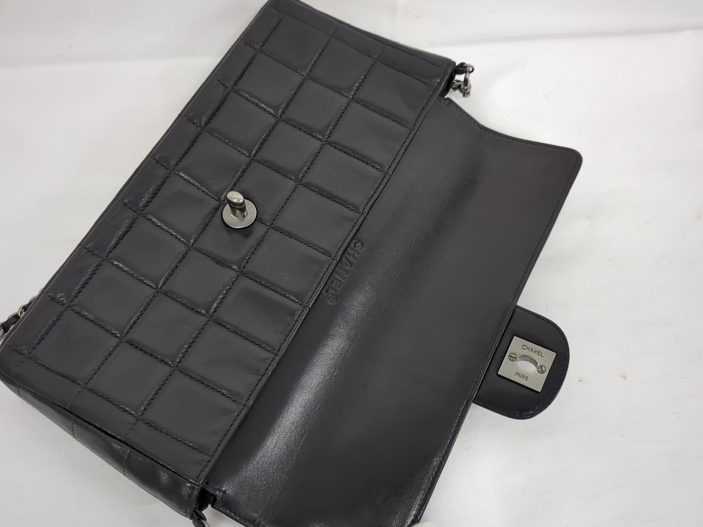 CHANEL Lambskin Chocolate Bar Chain Shoulder Bag with Silver Hardware, No. 6
