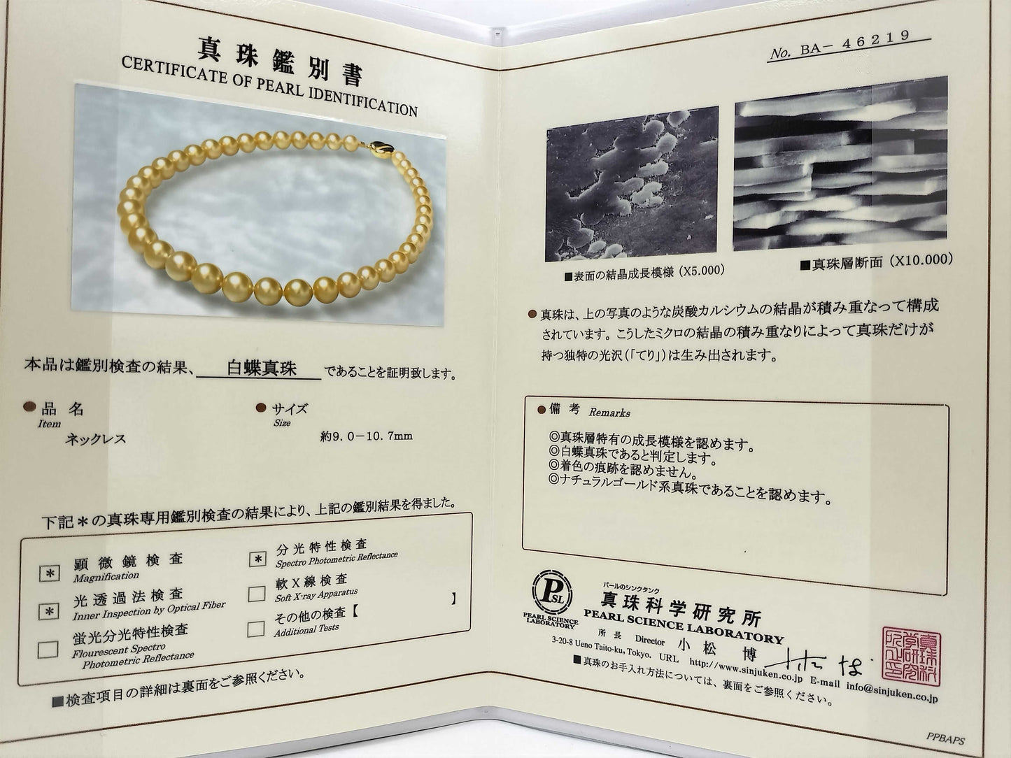 White South Sea Pearl Necklace, Diameter: Approx. 9.0-10.7mm, Sterling Silver, 54.2g