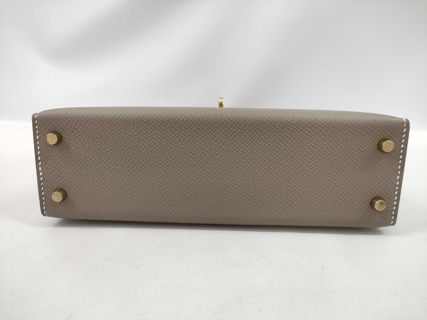 HERMES Mini Kelly Do SPO Handbag in Epson Asphalt with Grey Clasp, GD Hardware, Double Stamp