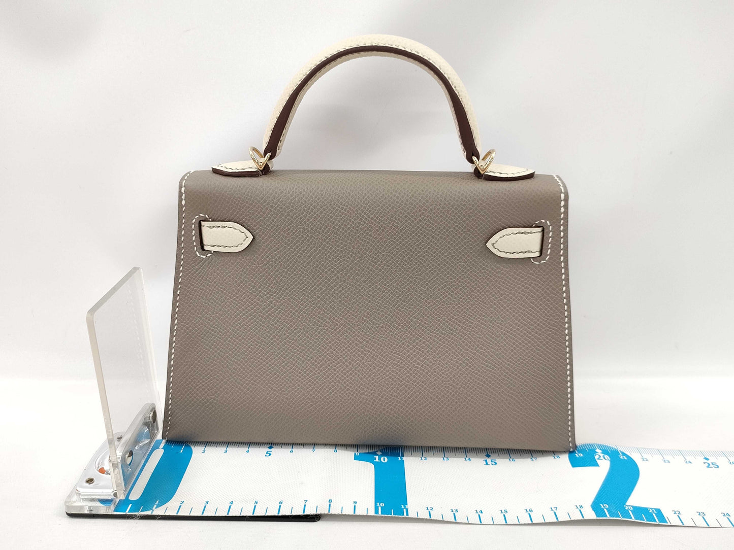 HERMES Mini Kelly Do SPO Handbag in Epson Asphalt with Grey Clasp, GD Hardware, Double Stamp