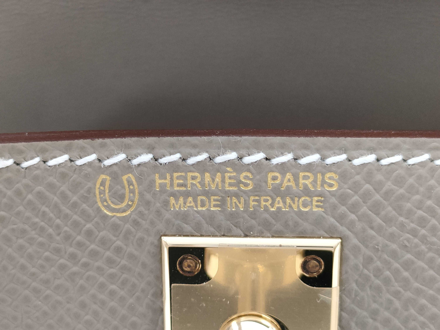 HERMES Mini Kelly Do SPO Handbag in Epson Asphalt with Grey Clasp, GD Hardware, Double Stamp