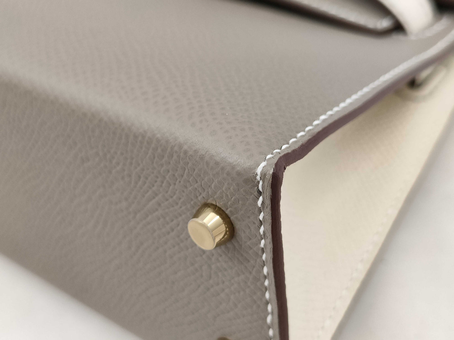 HERMES Mini Kelly Do SPO Handbag in Epson Asphalt with Grey Clasp, GD Hardware, Double Stamp