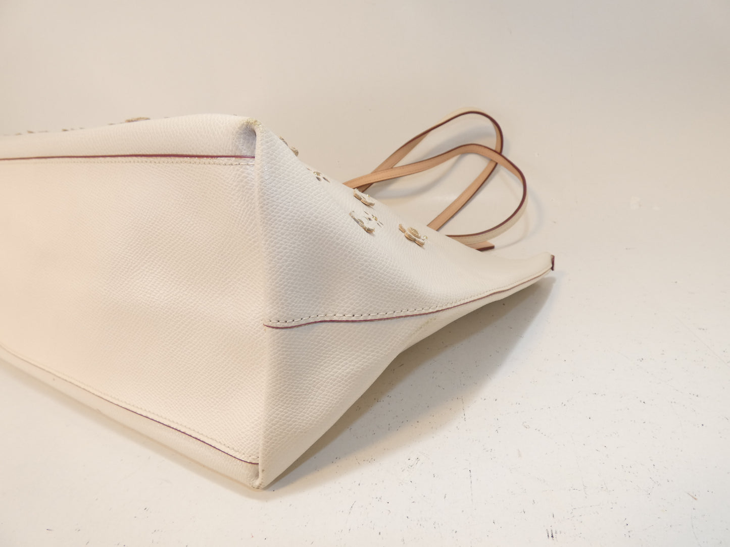 COACH Leather Perforated Flower Hand Tote Bag