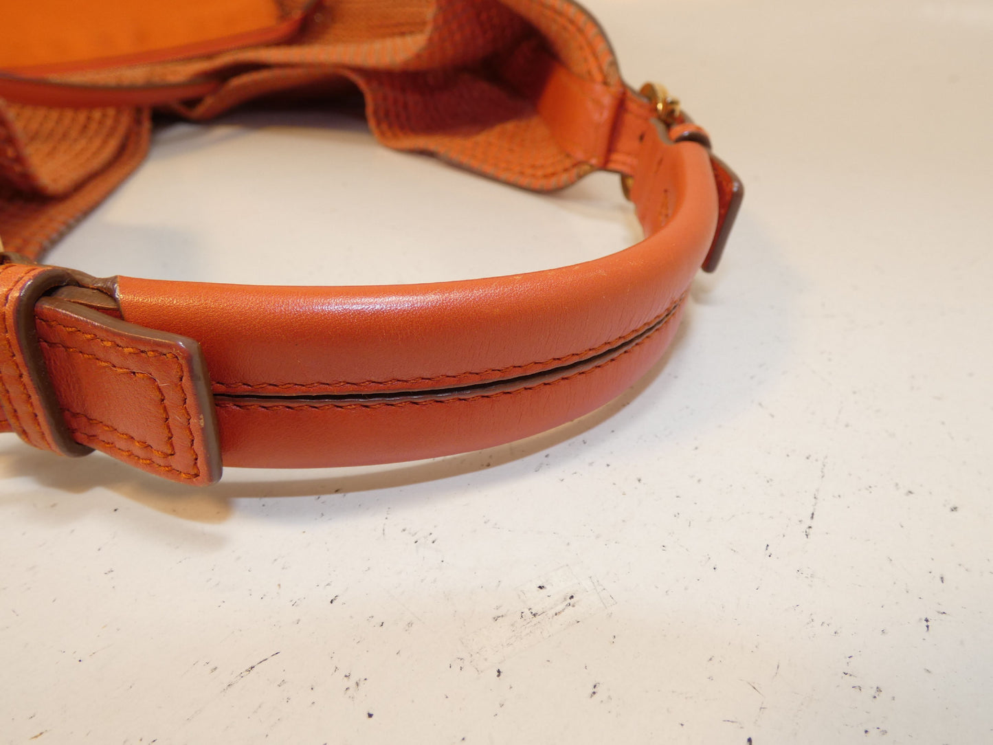 Salvatore Ferragamo Leather Braided Gancini One-Hand Shoulder Bag with Orange Pouch