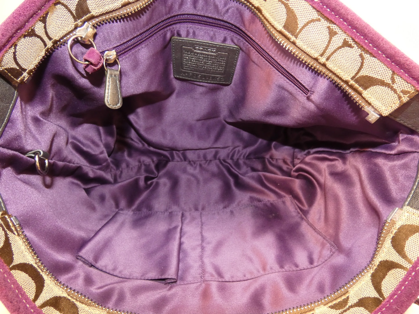 COACH Signature Canvas Suede Hand Tote Bag