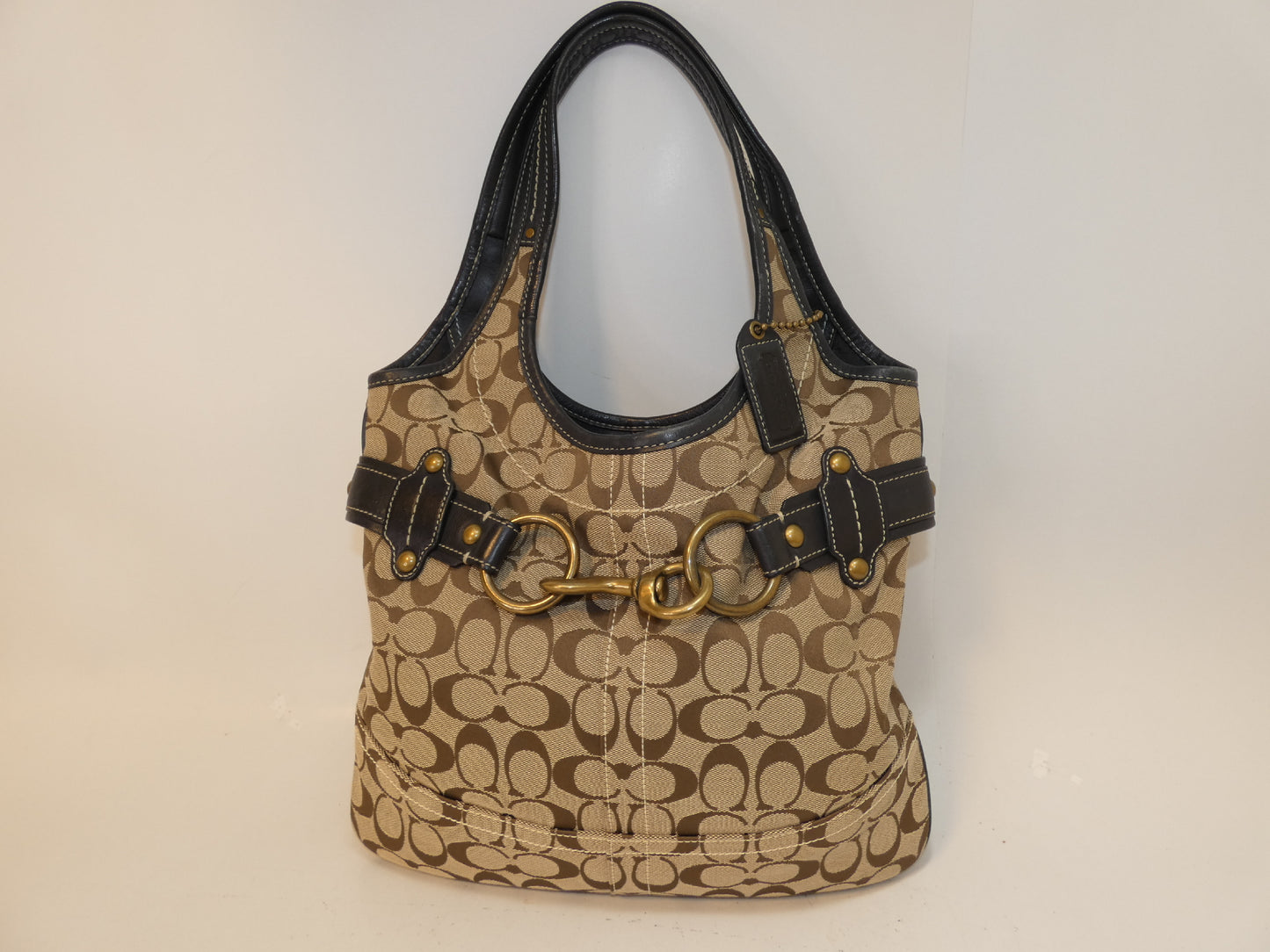 COACH Signature Canvas Leather Hook Belt Handbag
