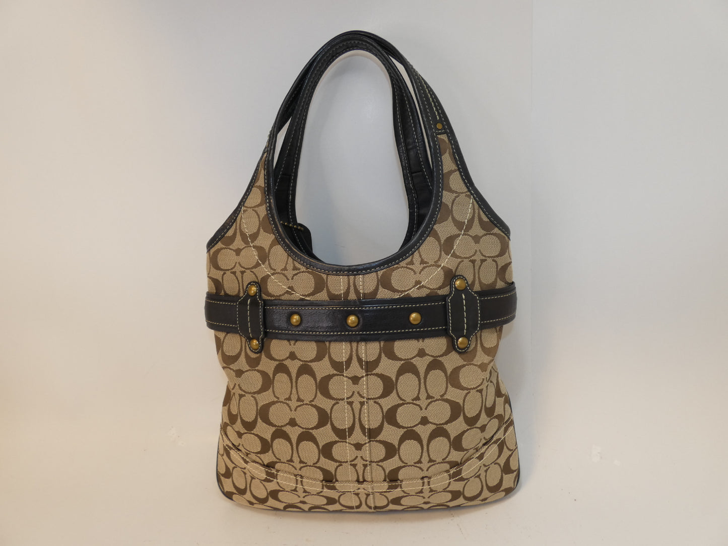COACH Signature Canvas Leather Hook Belt Handbag