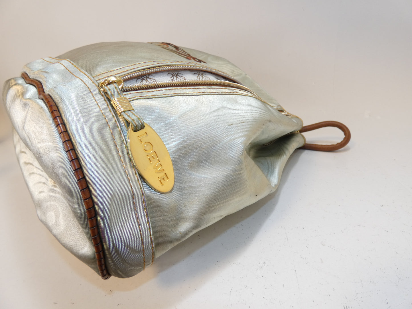 LOEWE Anagram Nylon and Leather Drawstring Backpack