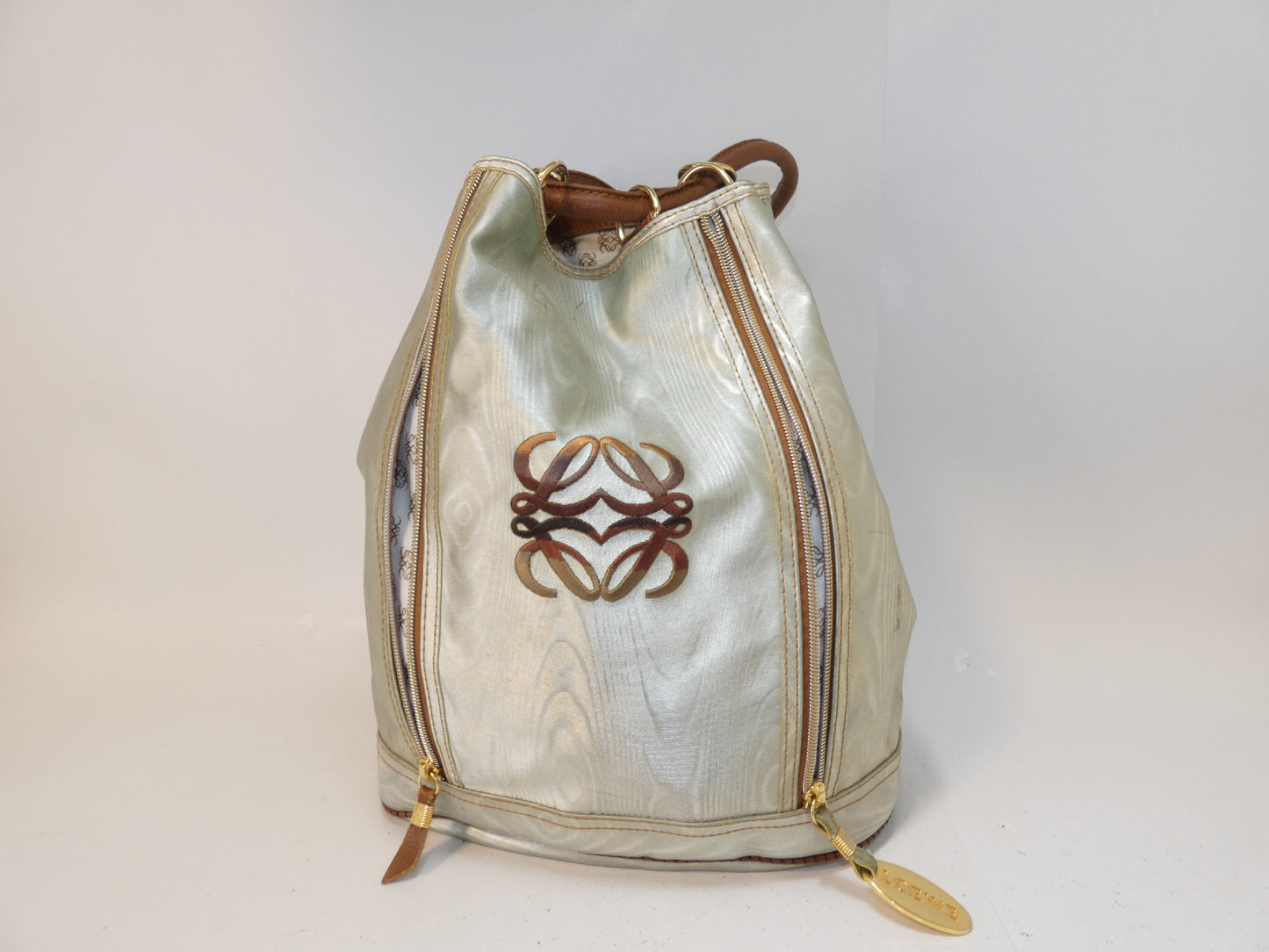LOEWE Anagram Nylon and Leather Drawstring Backpack
