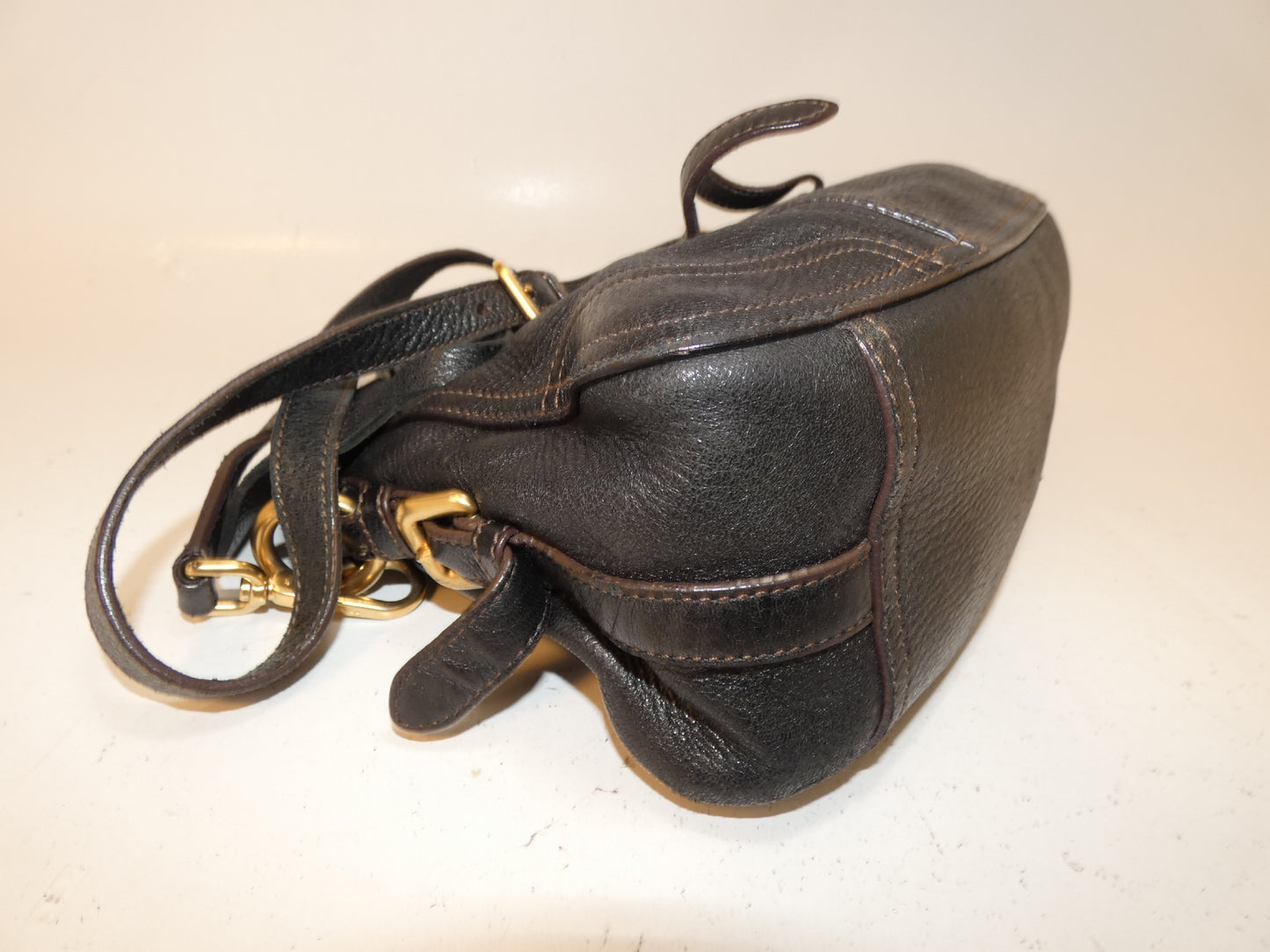 PRADA 2-way Vitello leather black hand/shoulder bag