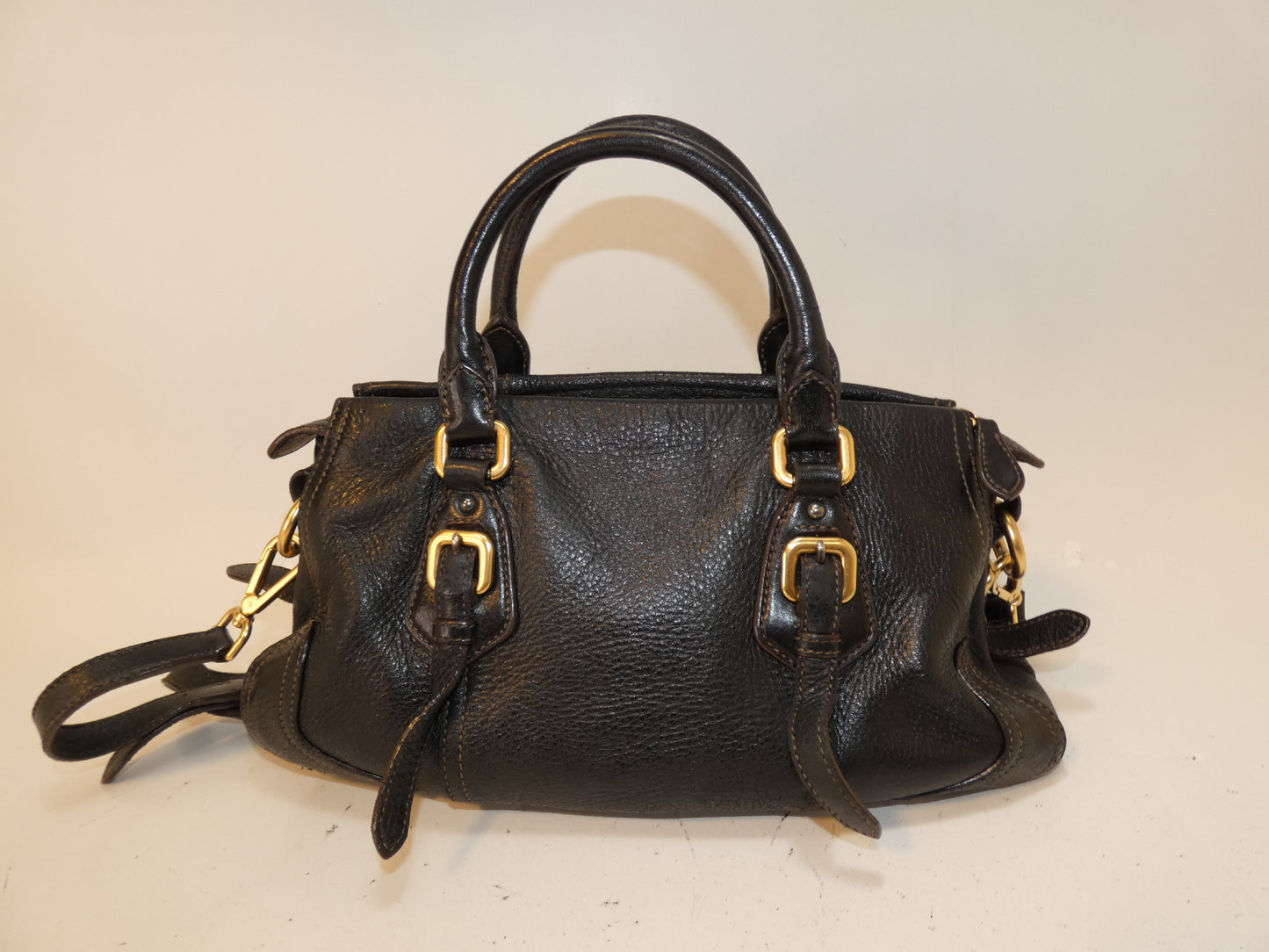 PRADA 2-way Vitello leather black hand/shoulder bag