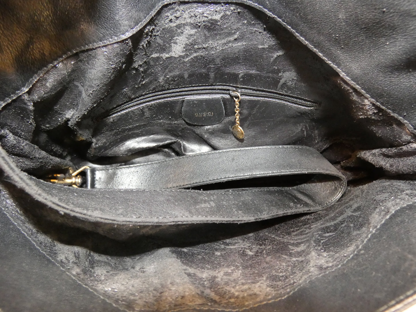 GUCCI 2-way bamboo leather black handbag
