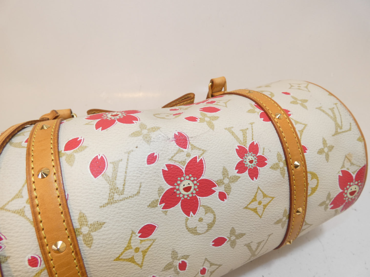 LOUIS VUITTON Papillon Takashi Murakami Cherry Blossom Ribbon Handbag
