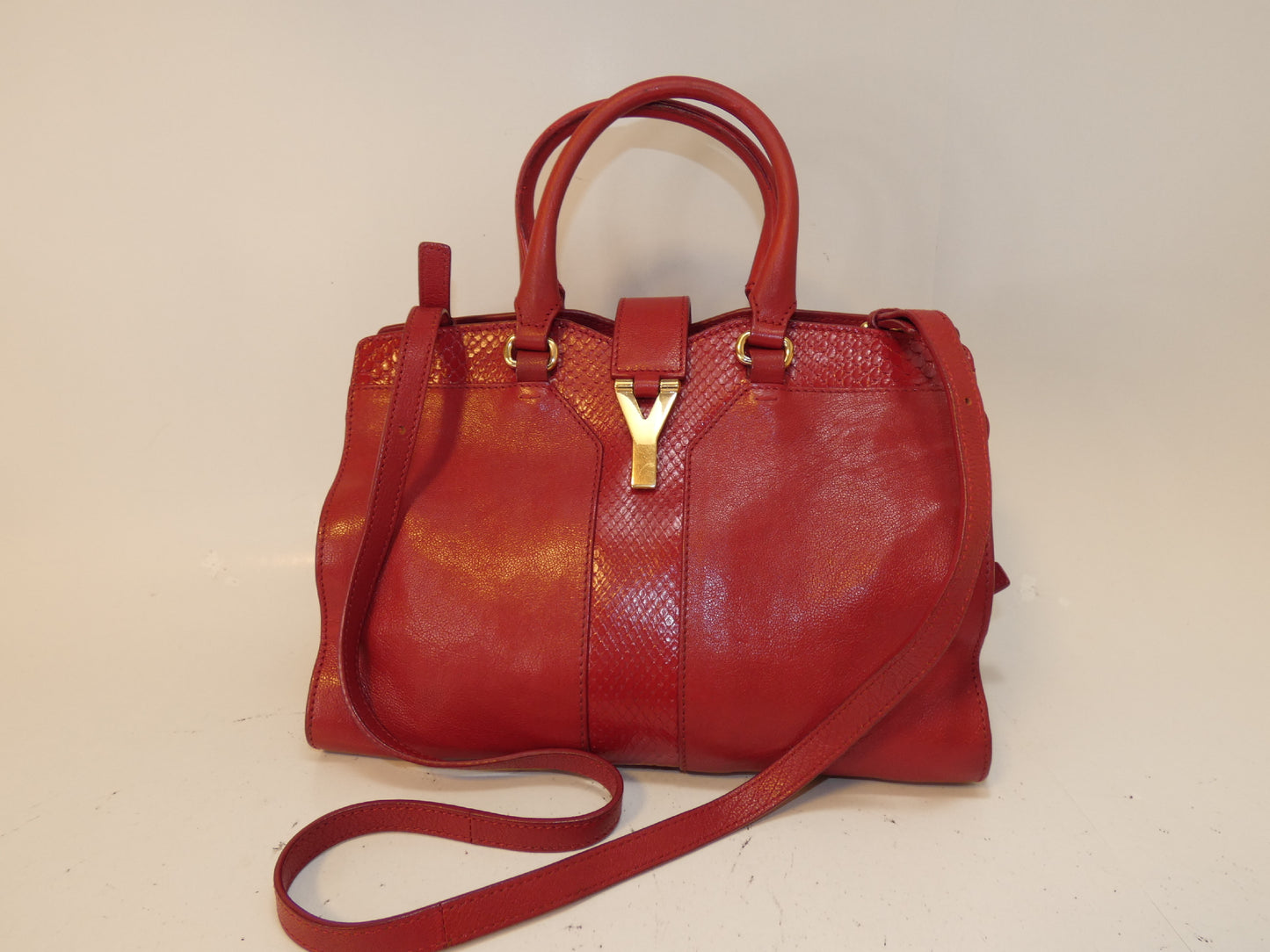 Yves Saint Laurent 2-way Cabas Chic calfskin python print hand/shoulder bag