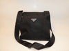 PRADA Triangle Plate Front Logo Nylon Saffiano Black Shoulder Bag
