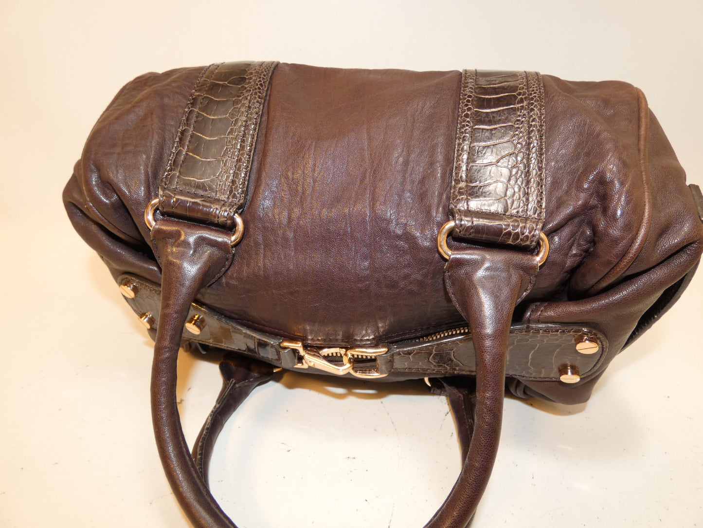 BALENCIAGA Leather 170936 Embossed Hand Boston Bag