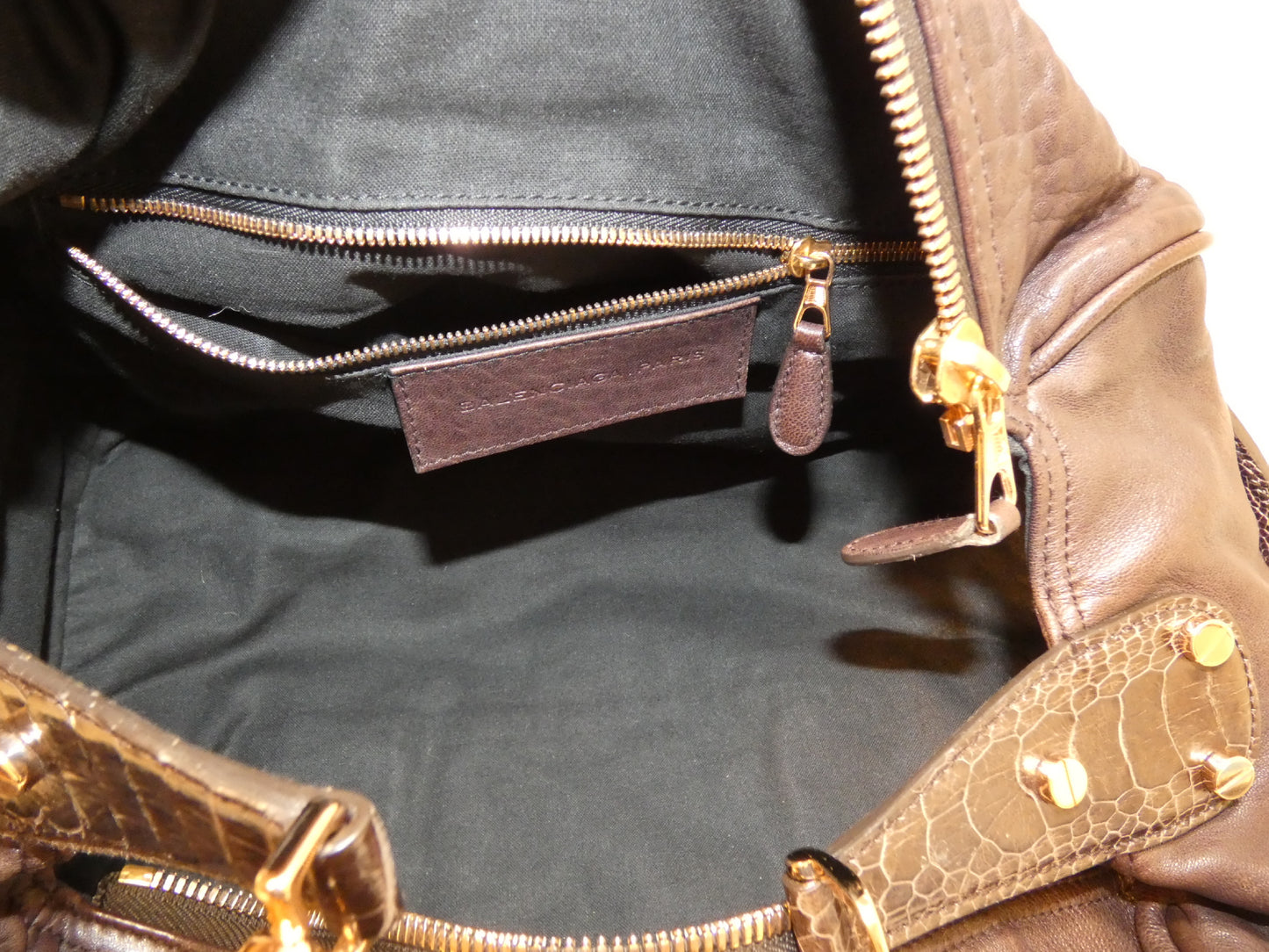 BALENCIAGA Leather 170936 Embossed Hand Boston Bag