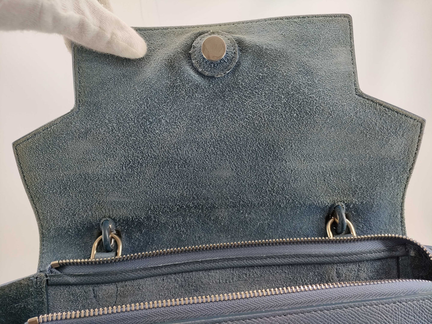 CELINE Mini Belt Bag, Leather, Blue, 2-Way Handbag