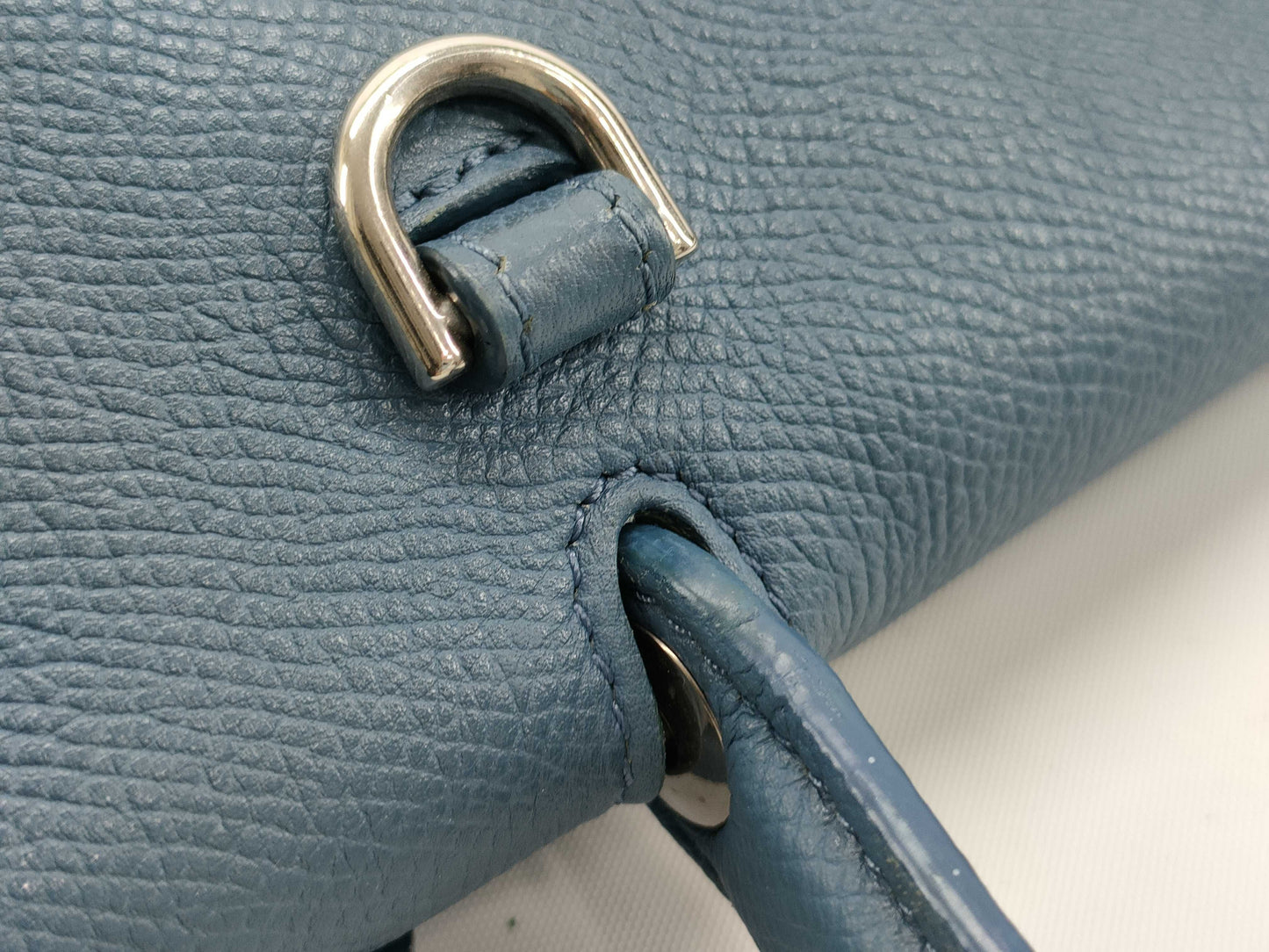 CELINE Mini Belt Bag, Leather, Blue, 2-Way Handbag