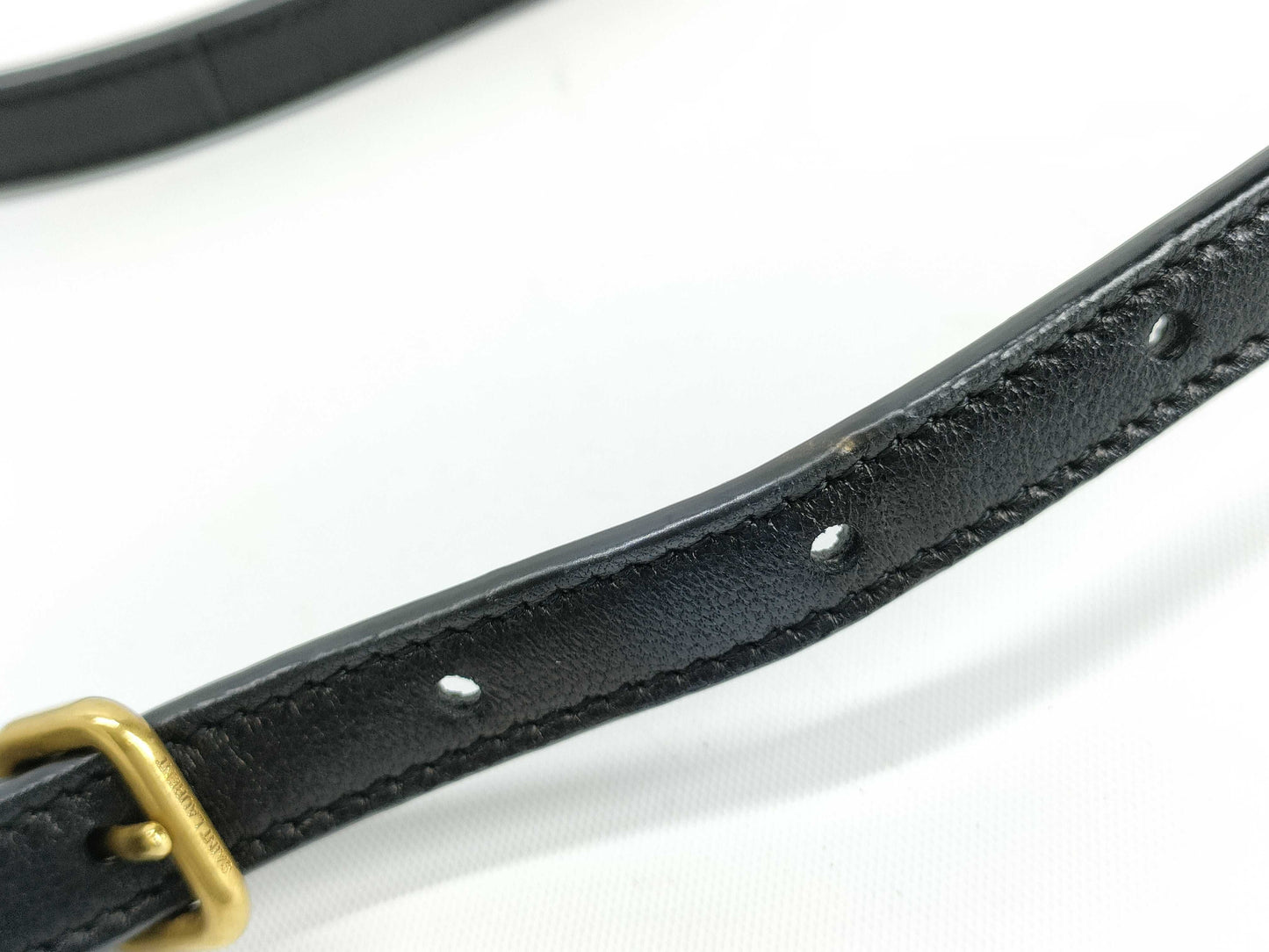 SAINT LAURENT Gaby Leather Chain Shoulder Bag, Black with Gold Hardware, 733667