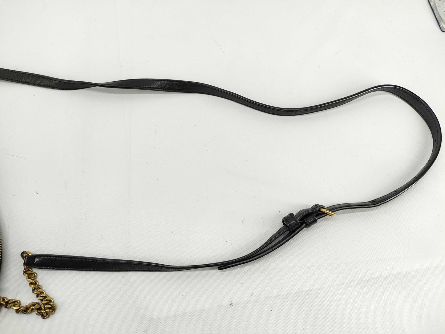 SAINT LAURENT Gaby Leather Chain Shoulder Bag, Black with Gold Hardware, 733667