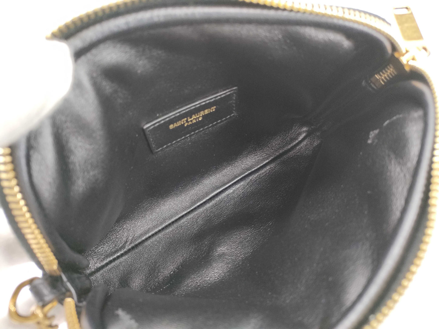 SAINT LAURENT Gaby Leather Chain Shoulder Bag, Black with Gold Hardware, 733667
