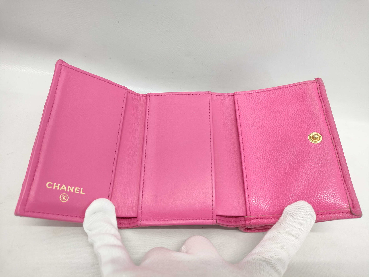 CHANEL Boy Chanel Compact Wallet, Caviar Skin, Pink, Gold Hardware, A84432, Random Number