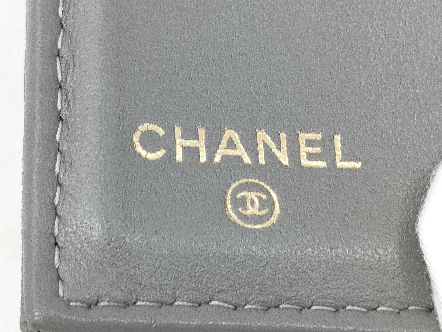 CHANEL Boy Chanel Compact Wallet, Caviar Skin, Gray, Gold Hardware, A84433, 26th Series