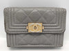 CHANEL Boy Chanel Compact Wallet, Caviar Skin, Gray, Gold Hardware, A84433, 26th Series