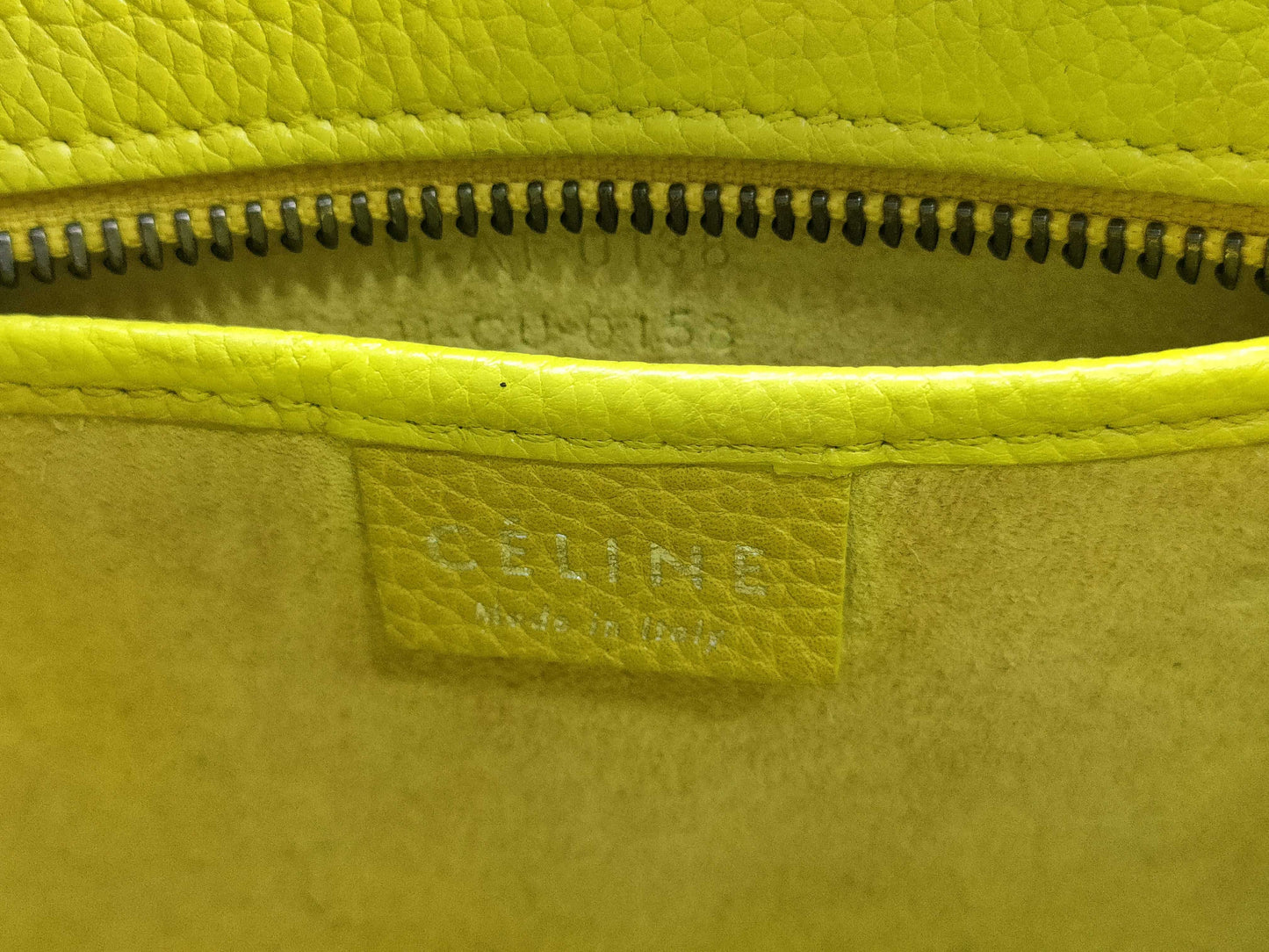 CELINE Luggage Nano Leather Handbag Yellow-Green