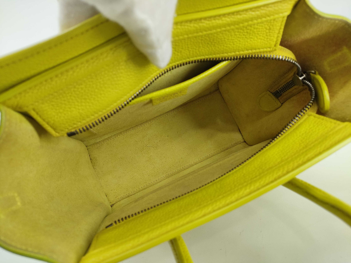 CELINE Luggage Nano Leather Handbag Yellow-Green