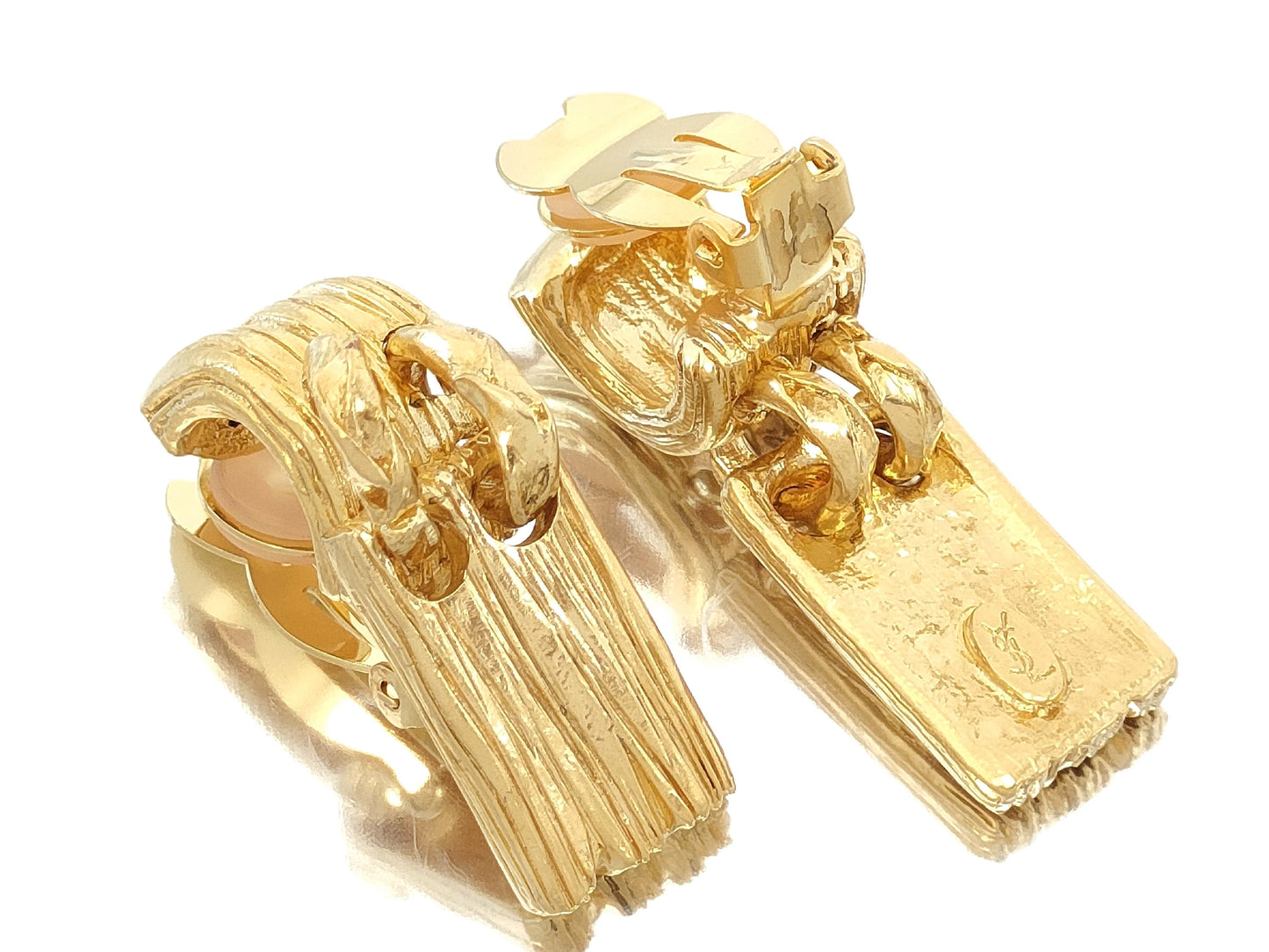 Yves Saint Laurent Yves Saint Laurent Gold-Colored Swing Plate Earrings 23.9g
