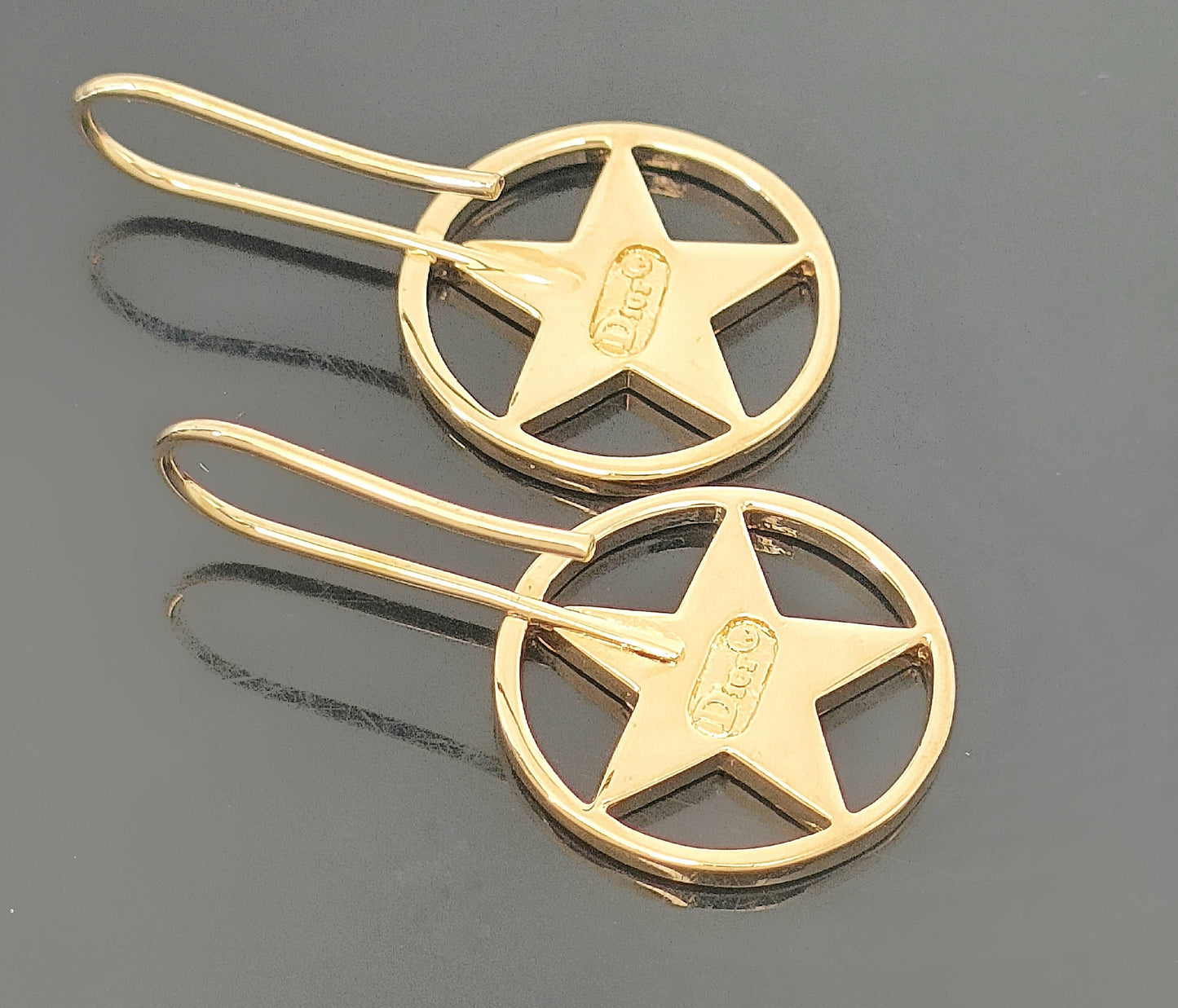 Dior Dior Gold Color Star Design Hook Earrings G Earrings