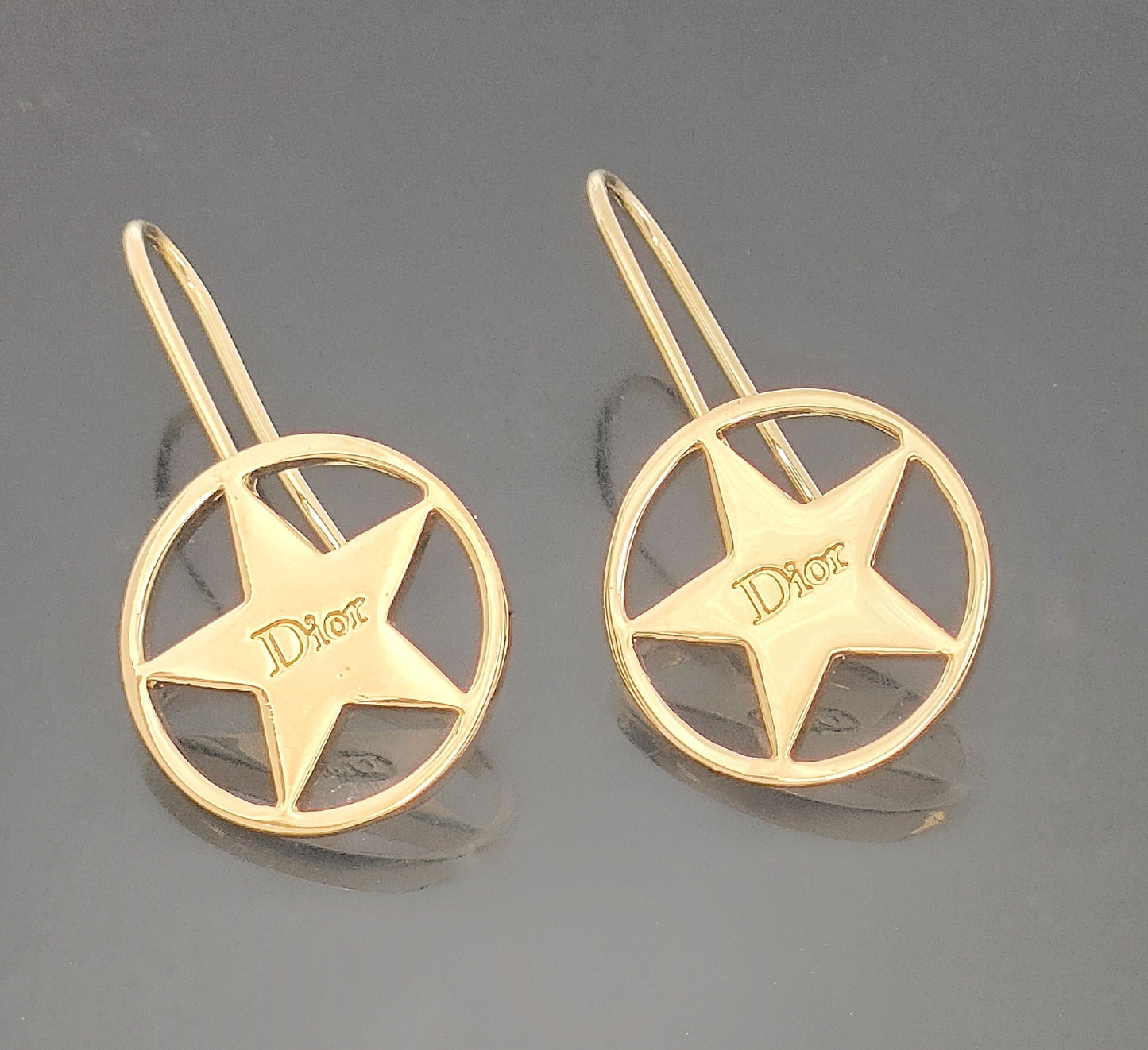 Dior Dior Gold Color Star Design Hook Earrings G Earrings