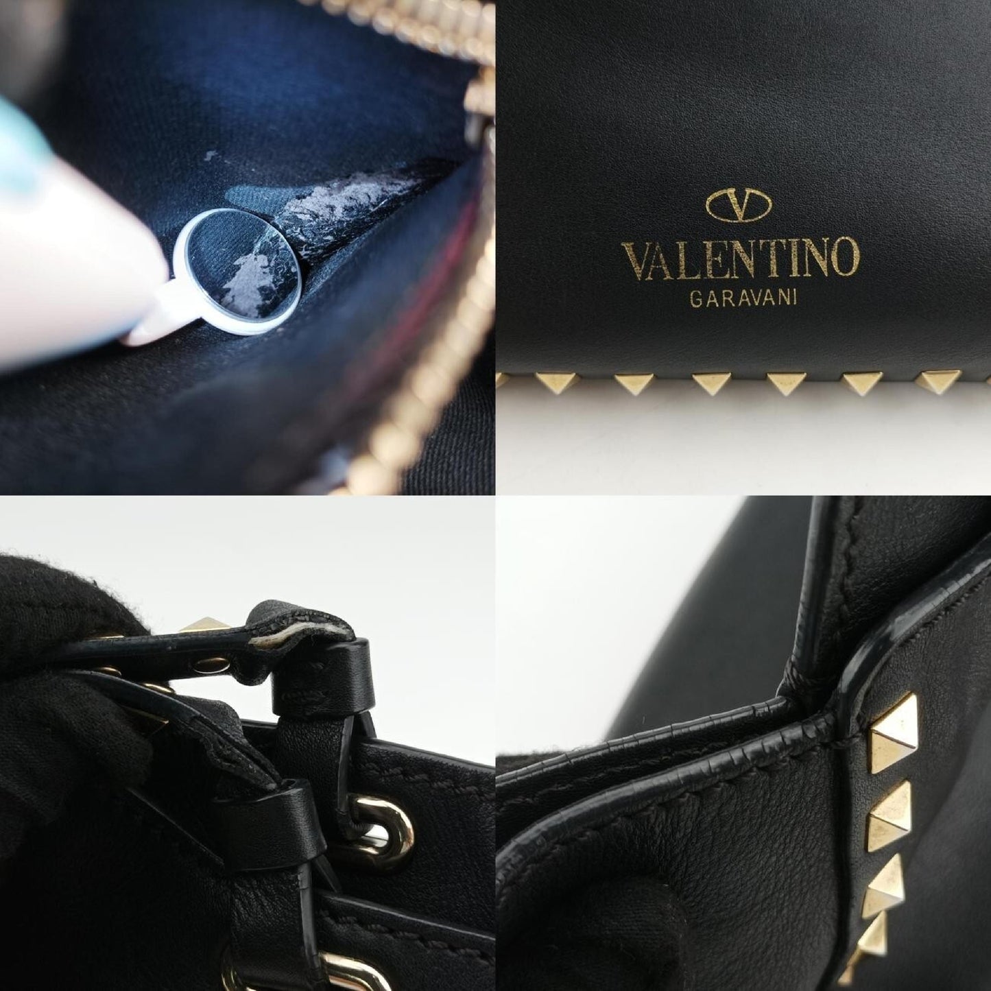 VALENTINO Rockstud Black Leather Shoulder Bag