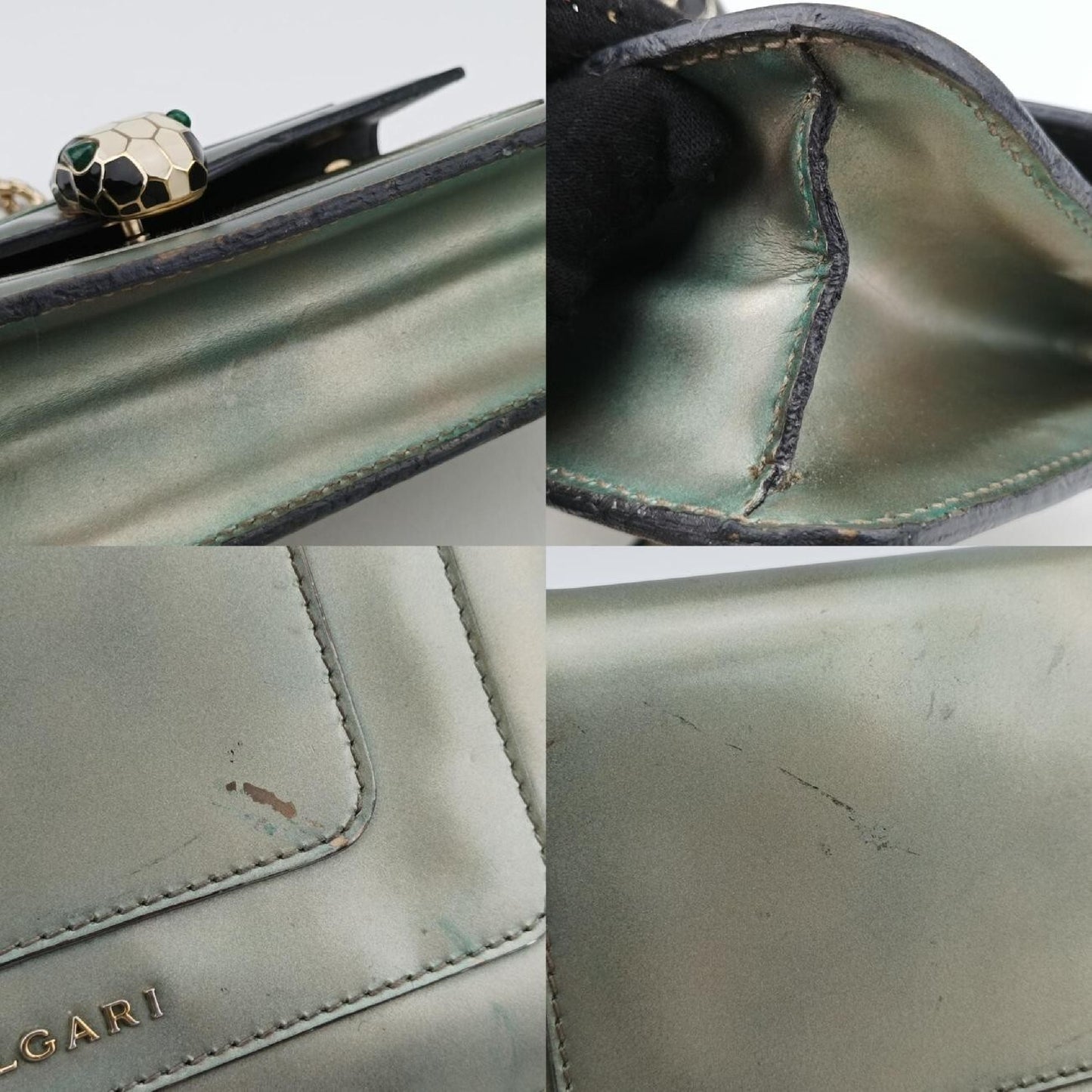 BVLGARI Serpenti Forever Silver Patent AC.E15.39797 Shoulder Bag