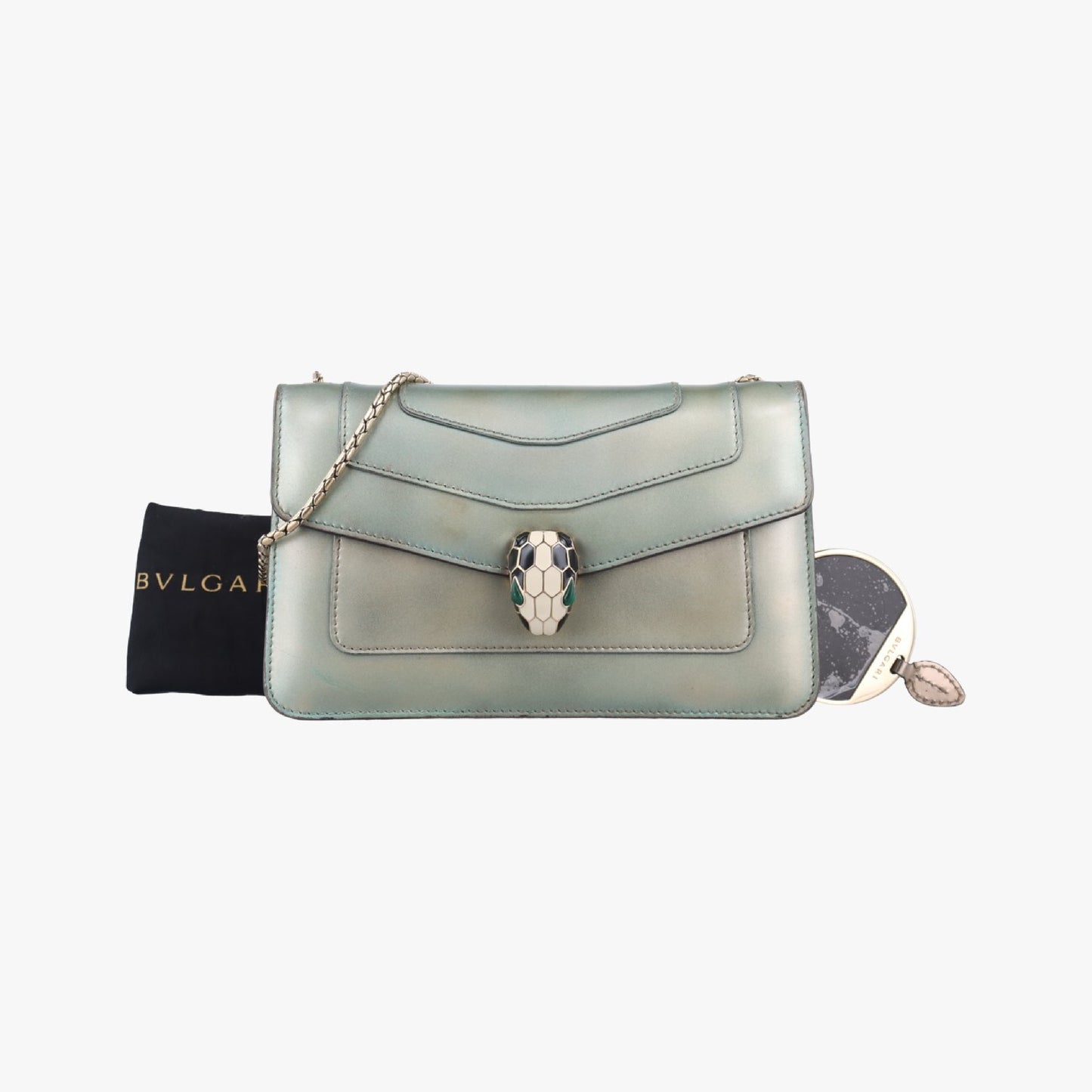 BVLGARI Serpenti Forever Silver Patent AC.E15.39797 Shoulder Bag