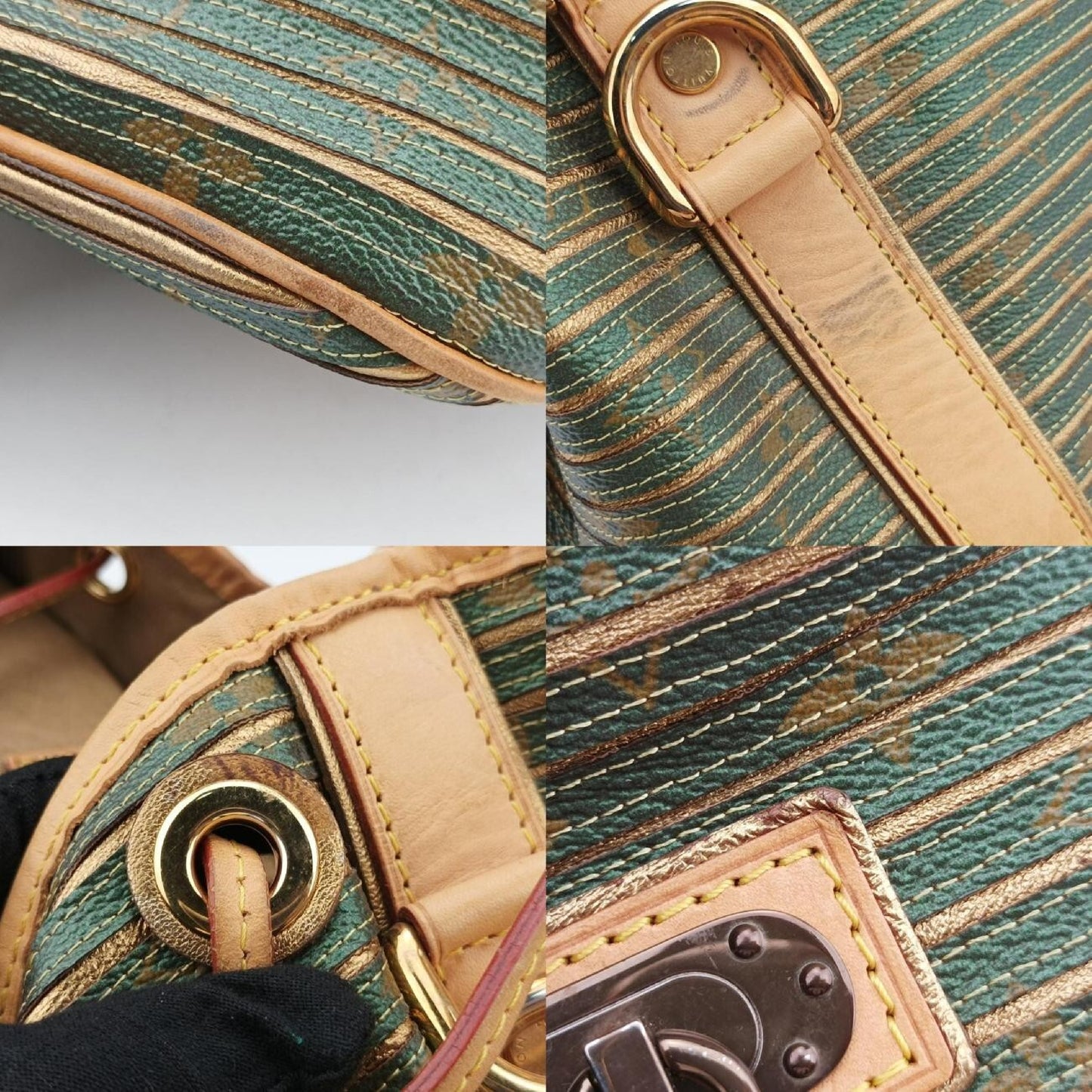 LOUIS VUITTON Monogram Eden Neo Khaki x Green Monogram Eden x Calf Leather Handbag M40356AR1100