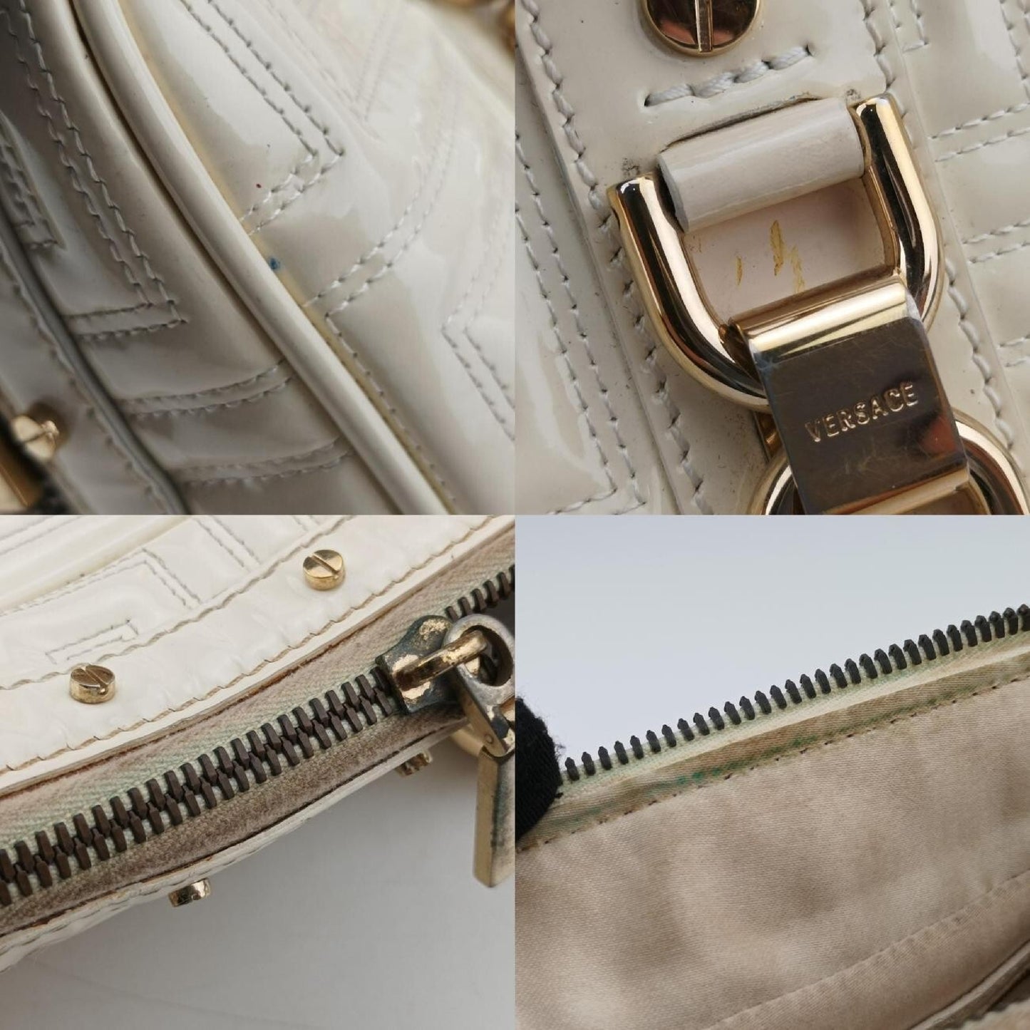 VERSACE Couture Madonna White Patent Handbag