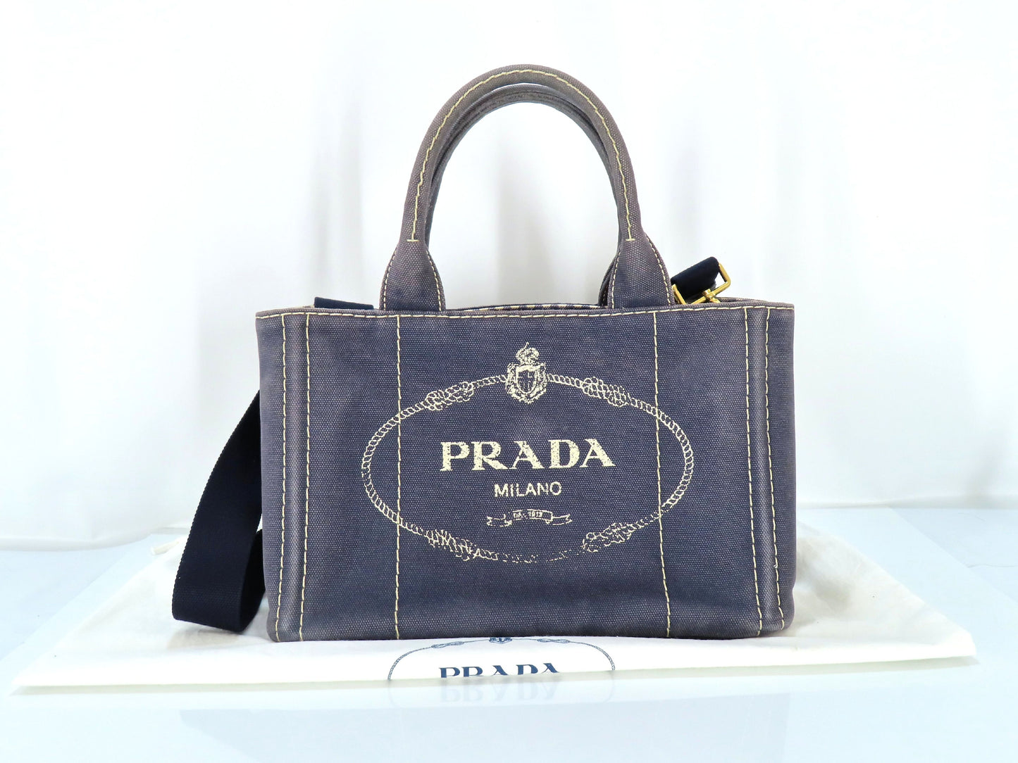 PRADA Canapa Canvas 2-Way Shoulder Bag/Handbag