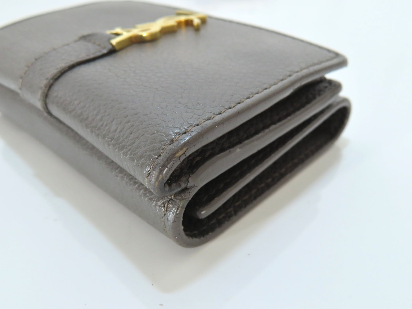 Yves Saint Laurent Logo Leather Tri-fold Wallet