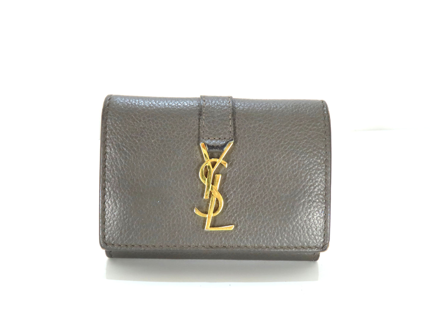 Yves Saint Laurent Logo Leather Tri-fold Wallet