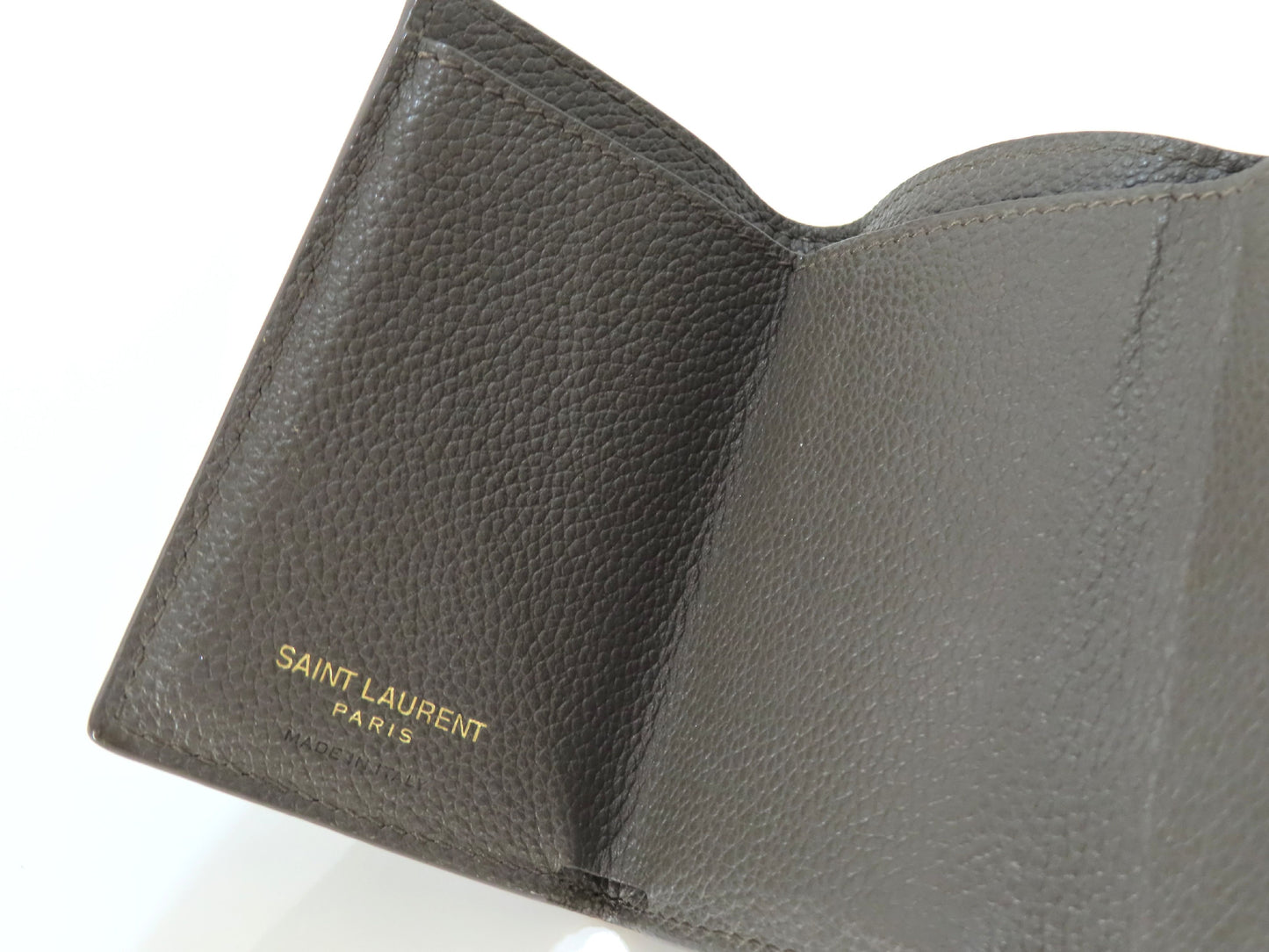 Yves Saint Laurent Logo Leather Tri-fold Wallet